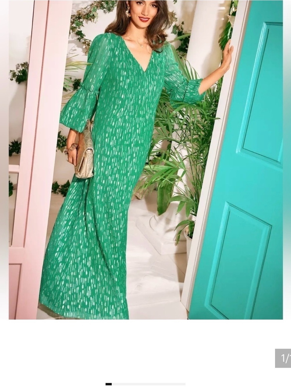 Lilly Pulitzer Elegant Green V-Neck Maxi Dress size 6
